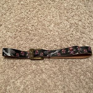 Ed Hardy Vintage Y2K 2000s Love Kills Slowly Skull Belt
